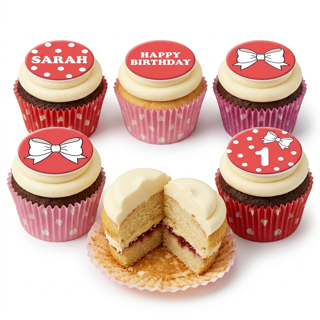 Birthday Cupcakes for Her with Bows & Polka Dots