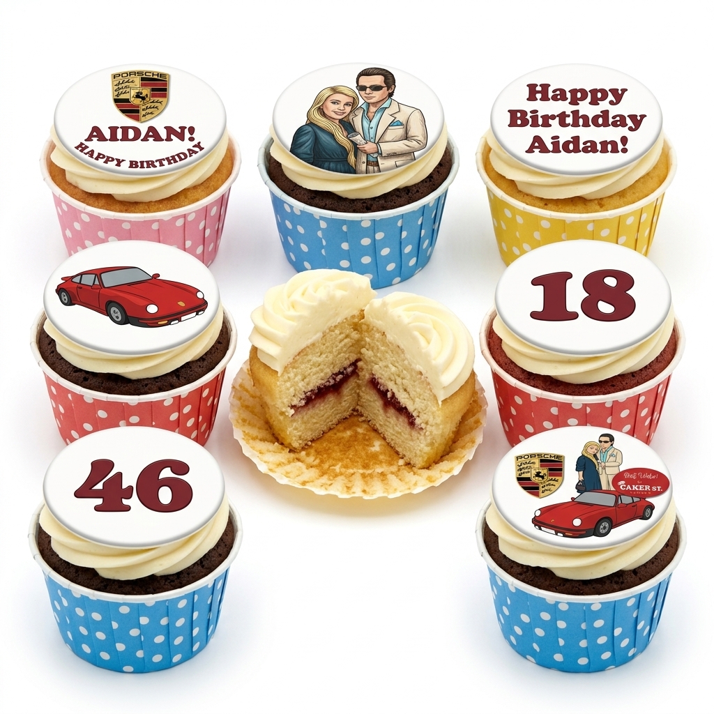 Porsche Sports Car Birthday Cupcakes