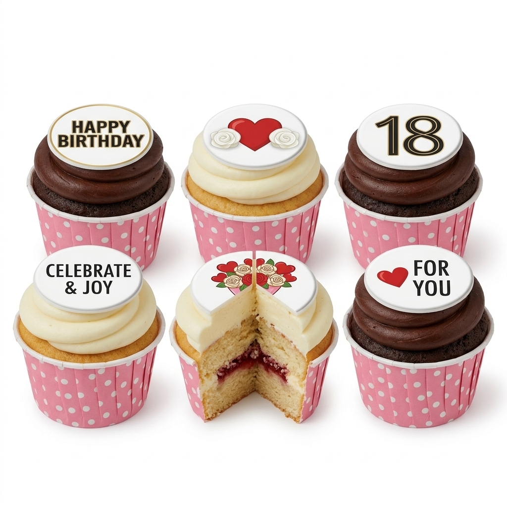 Floral Heart Birthday Cupcakes