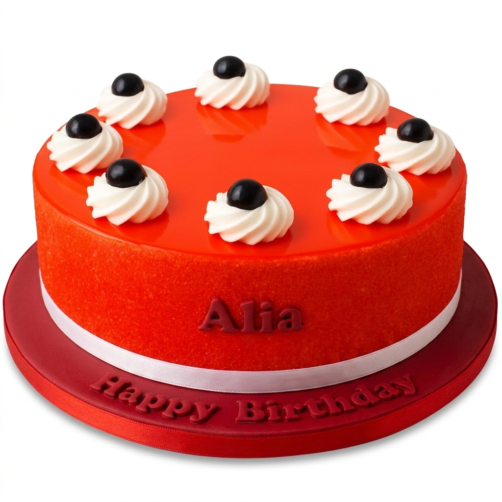 Vibrant Red Birthday Cake for Her
