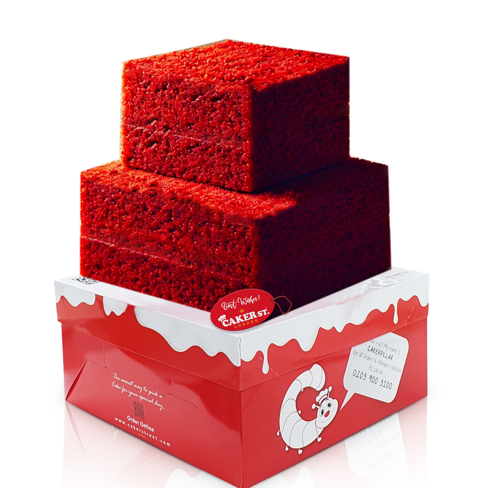  Red Velvet Square Two-Tier Cake Sponge.