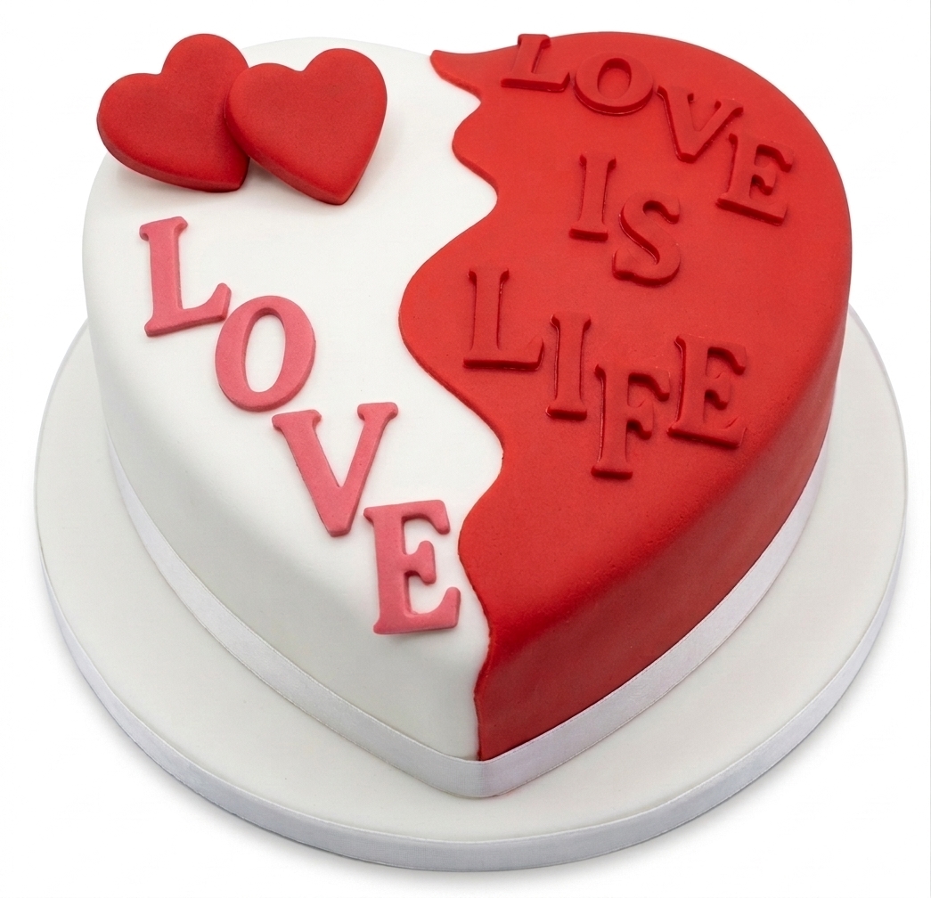 Love Is Life Heart Anniversary Cake