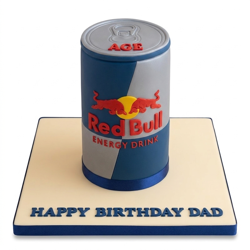 Red Bull Energy Drink Birthday Cake