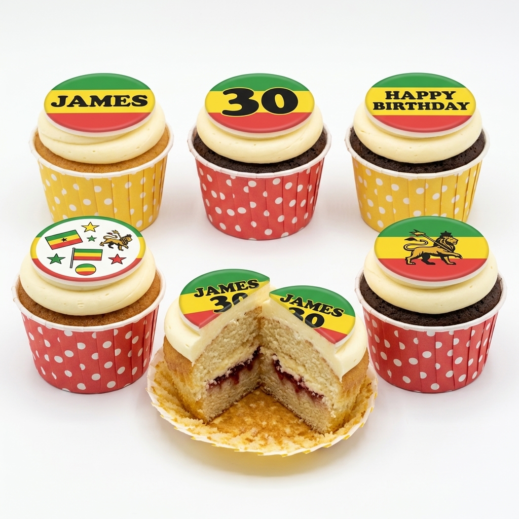 Reggae Theme Birthday Cupcakes with Custom Age