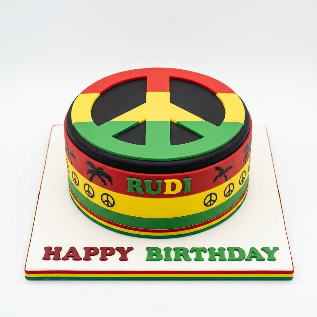 Reggae Peace Sign Birthday Cake