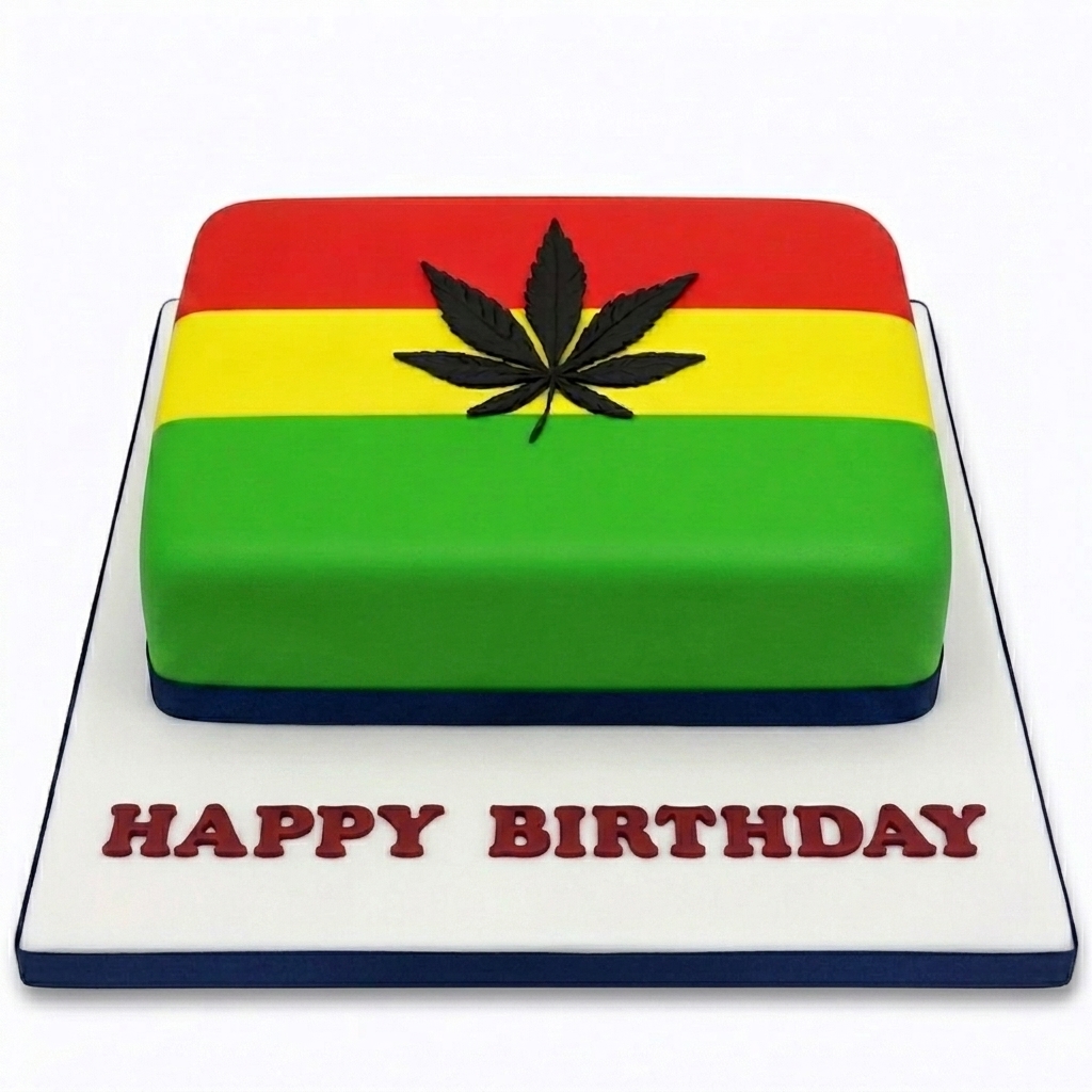 Rasta Weed Leaf Birthday Cake