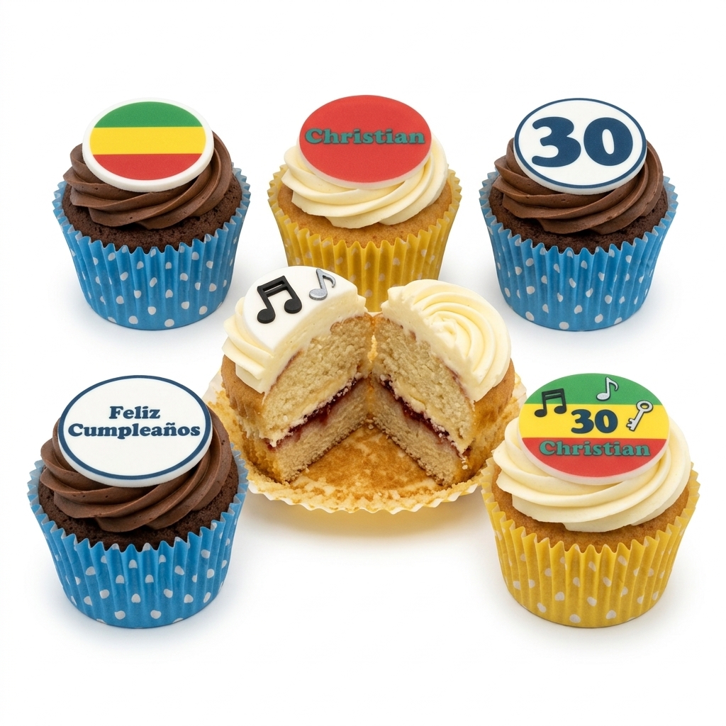 Reggae Music Birthday Cupcakes with Custom Age Topper