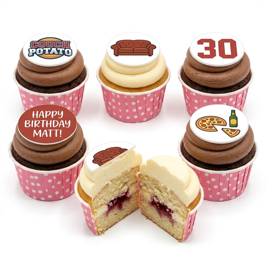 Couch Potato Birthday Cupcakes for Him