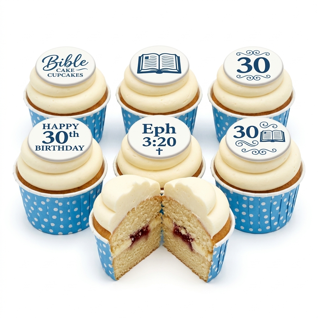 Bible Theme Birthday Cupcakes with Custom Age Toppers