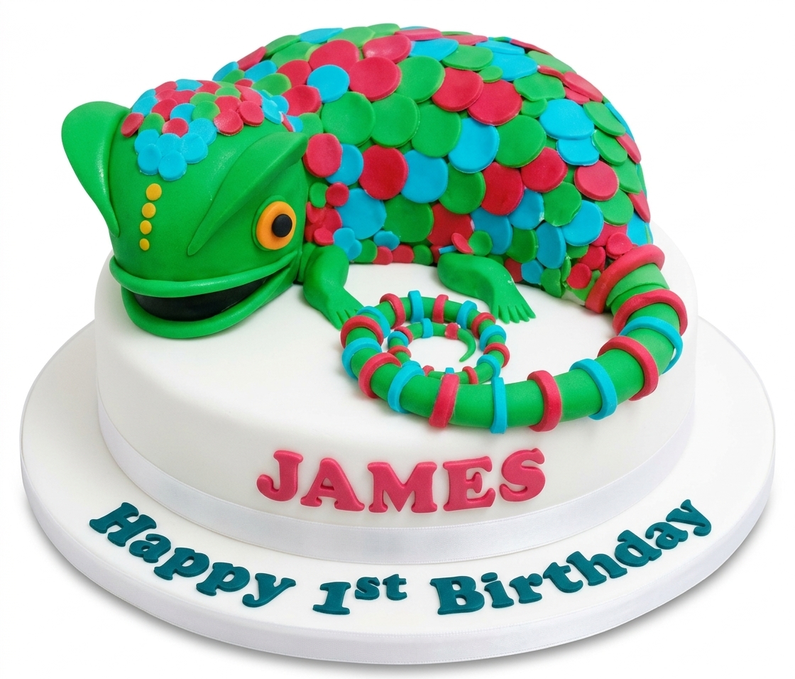 Chameleon Animal Birthday Cake for Kids