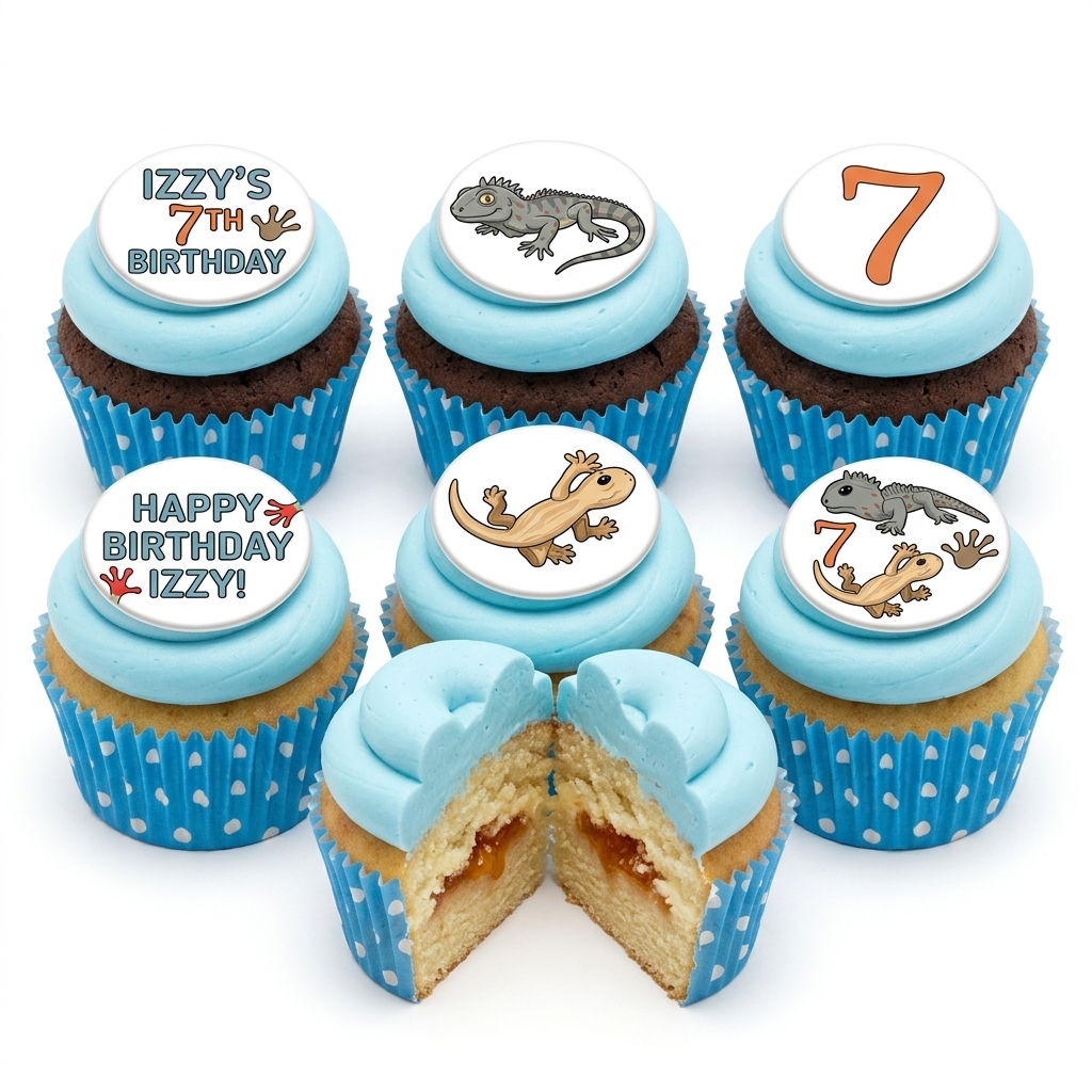 Reptile Theme Birthday Cupcakes with Custom Age