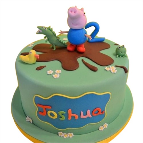 Green Dinosaur George Pig Peppa Pig Birthday Cake For Kids