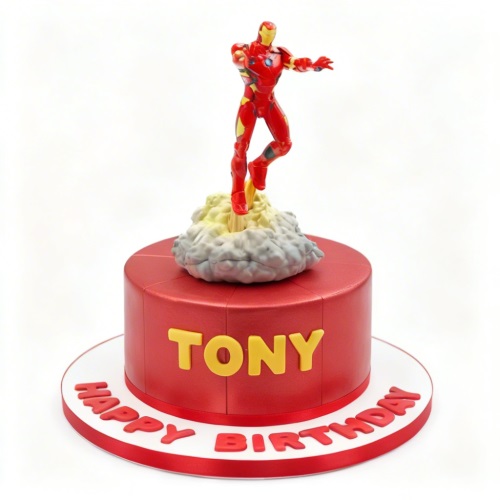 Iron Man Birthday Cake with Premium Licensed Figurine Topper