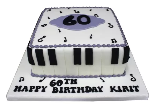 Piano And Musical Notes Themed Birthday Cake