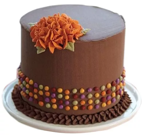Square Creamy Chocolate Cake Without Flowers