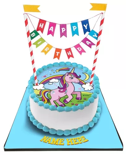 Unicorn Cake With Happy Birthday Bunting