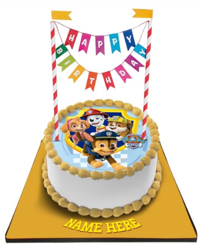 Paw Patrol Cake with Happy Birthday Bunting