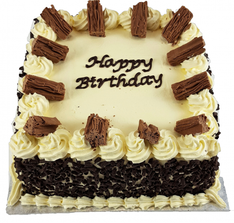 Square White Birthday Cake
