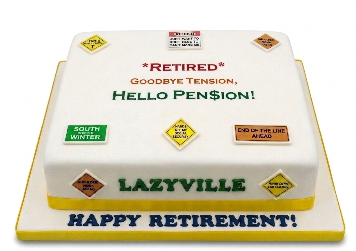 Humorous Road Sign Retirement Cake