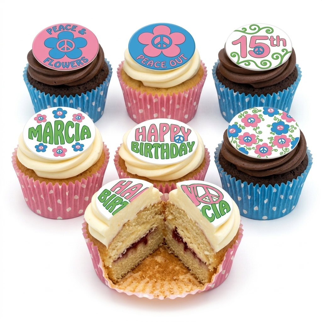 Peace and Love Birthday Cupcakes