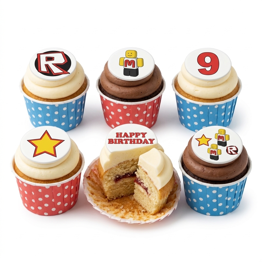 Roblox Gaming Birthday Cupcakes with Custom Age Topper