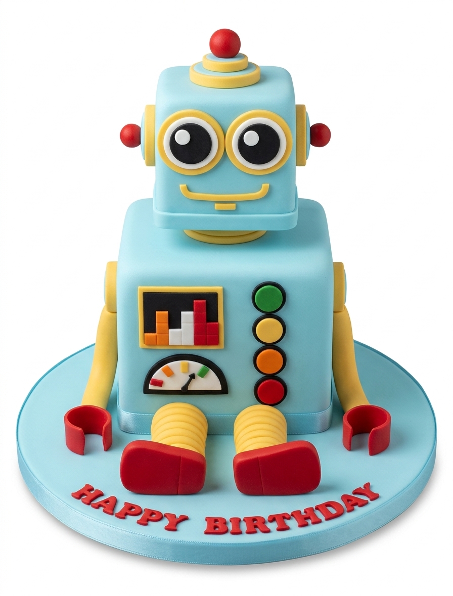 Robot Birthday Cake for Kids