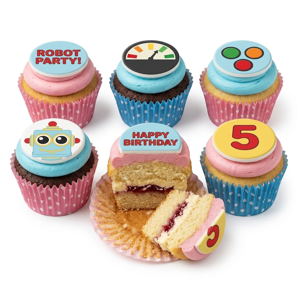 Robot Birthday Cupcakes for Kids
