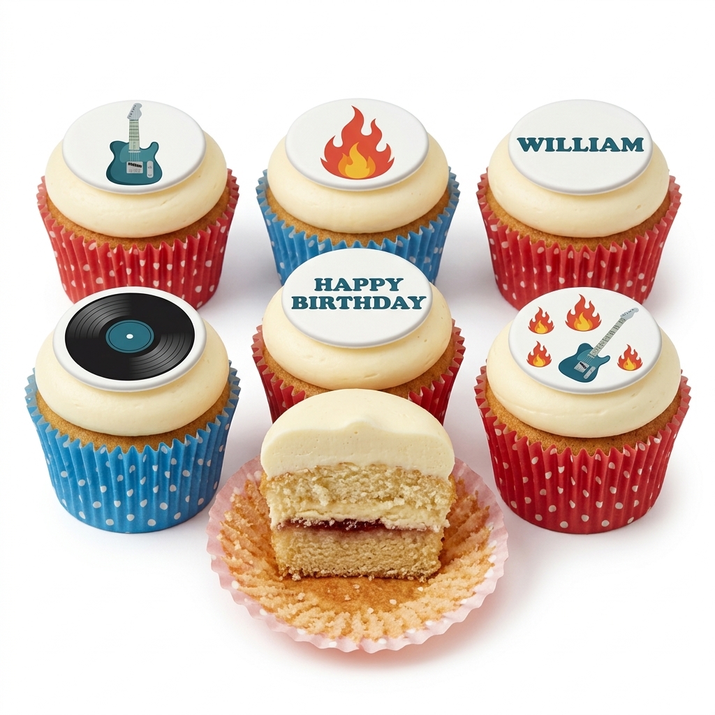 Rock Theme Birthday Cupcakes for Him