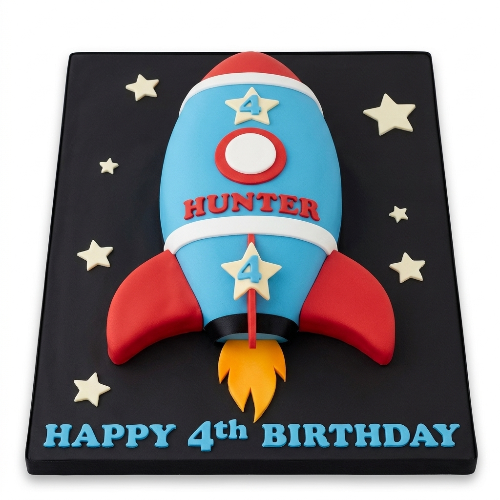 Rocket Space Birthday Cake for Kids