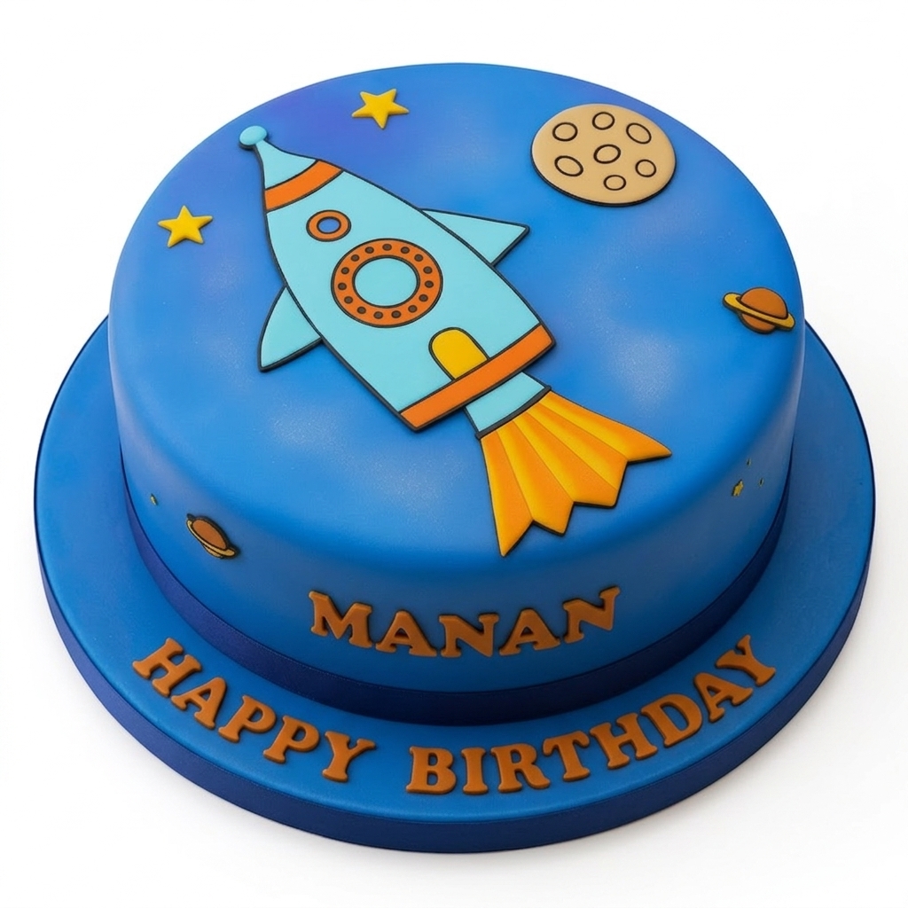Rocket Space Theme Birthday Cake