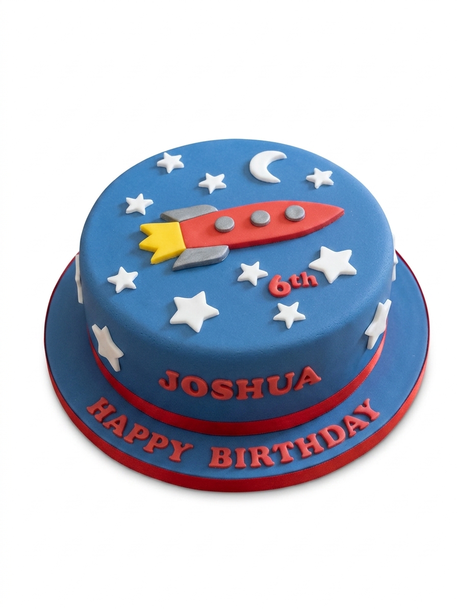 Space Rocket Birthday Cake for Boys with Custom Age