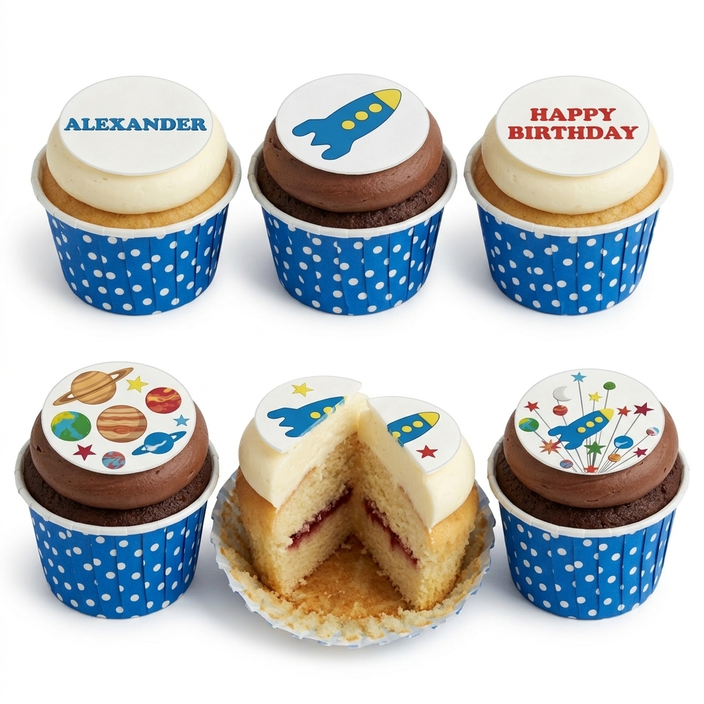 Space Rocket Birthday Cupcakes