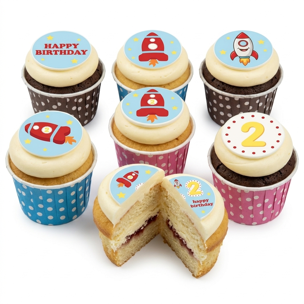 Rocket Theme Kids Birthday Cupcakes