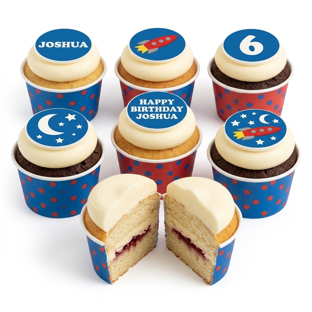 Space Rocket Kids Birthday Cupcakes