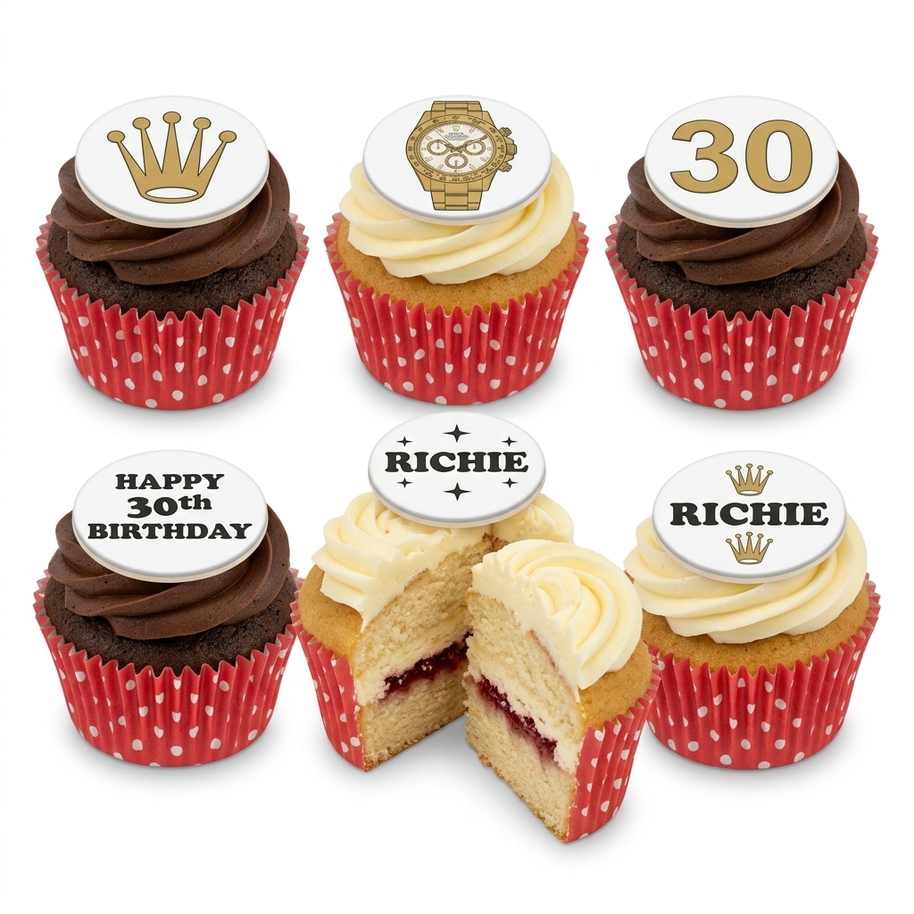 Luxury Watch & Crown Birthday Cupcakes