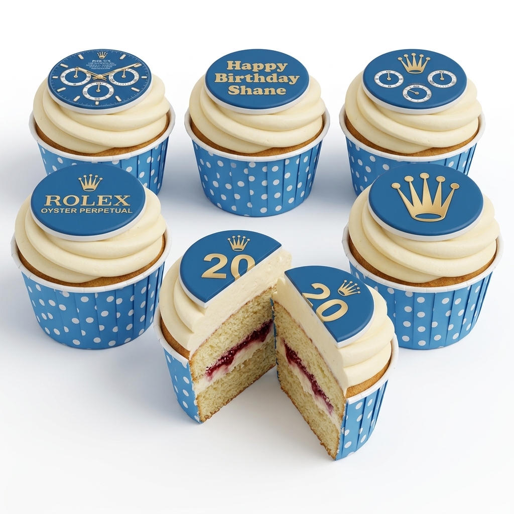 Rolex Theme Birthday Cupcakes with Custom Age