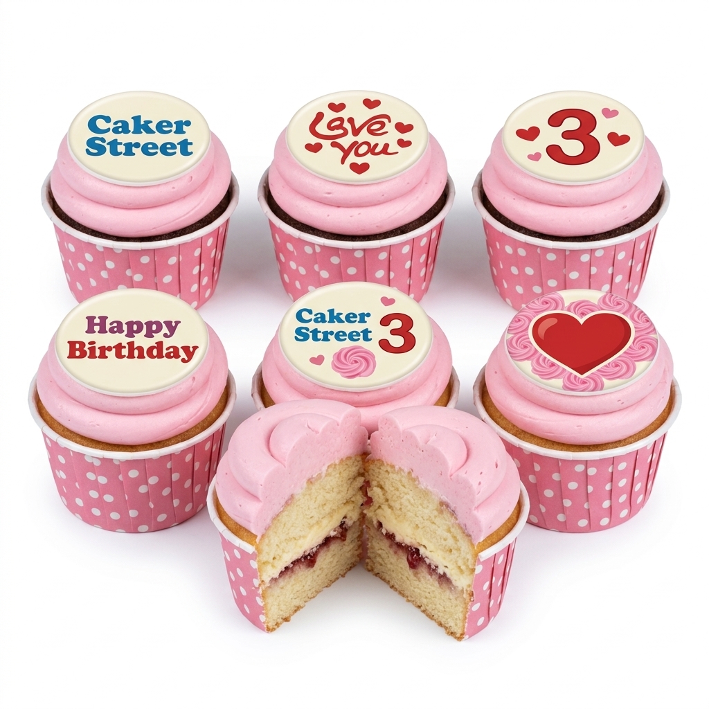 Heart Birthday Cupcakes with Custom Age Topper