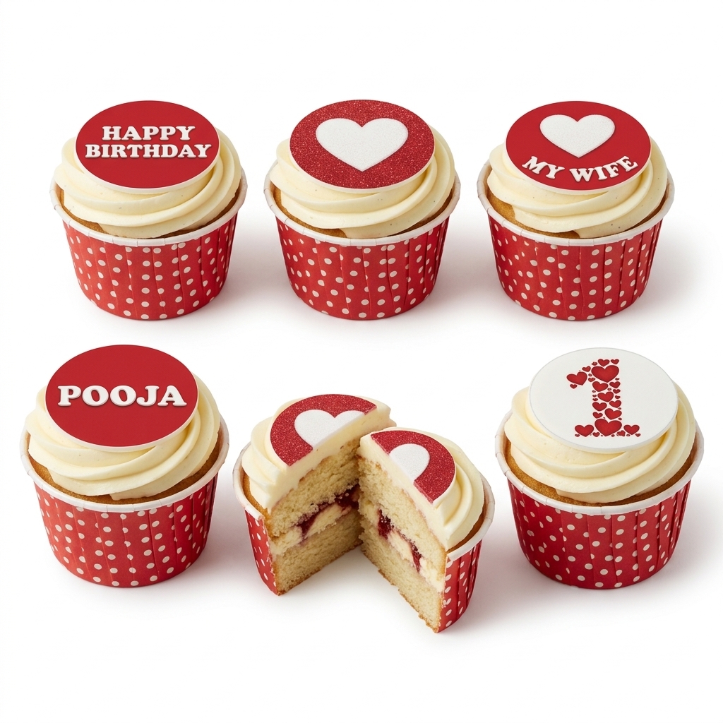 Love Heart Birthday Cupcakes