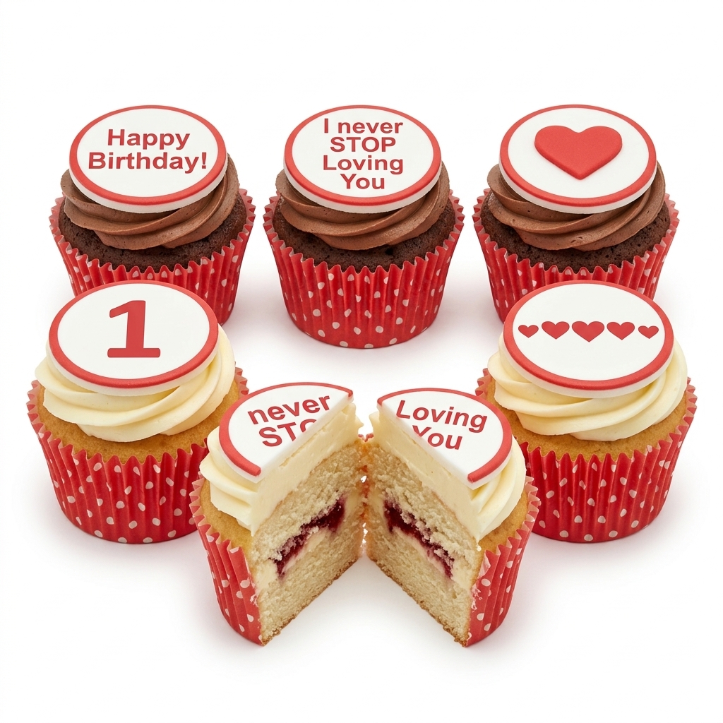 Romantic Heart Cupcakes - I Will Never Stop Loving You