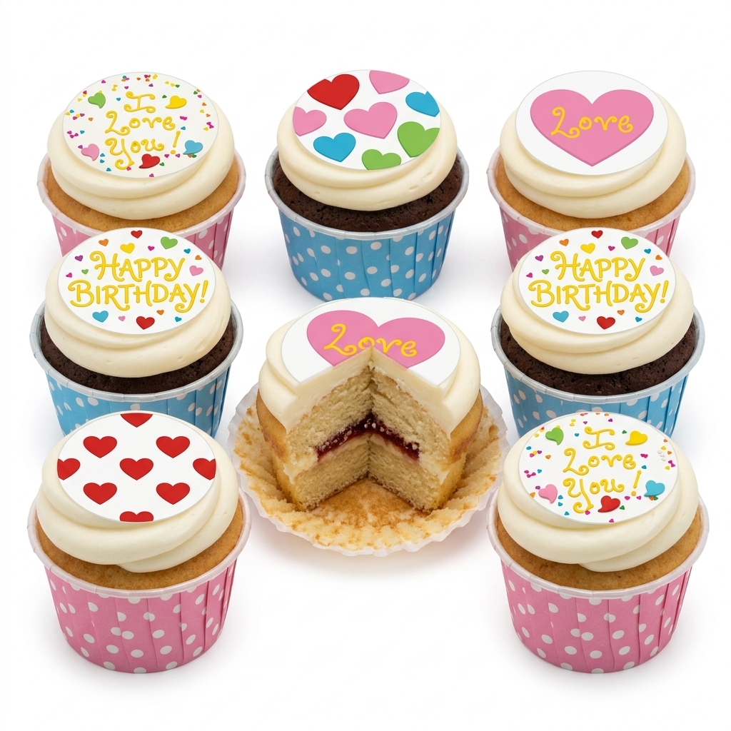 Love Heart Birthday Cupcakes
