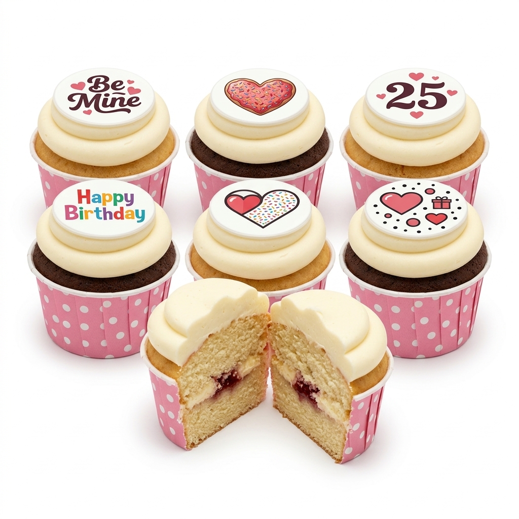 Heart Themed Birthday Cupcakes