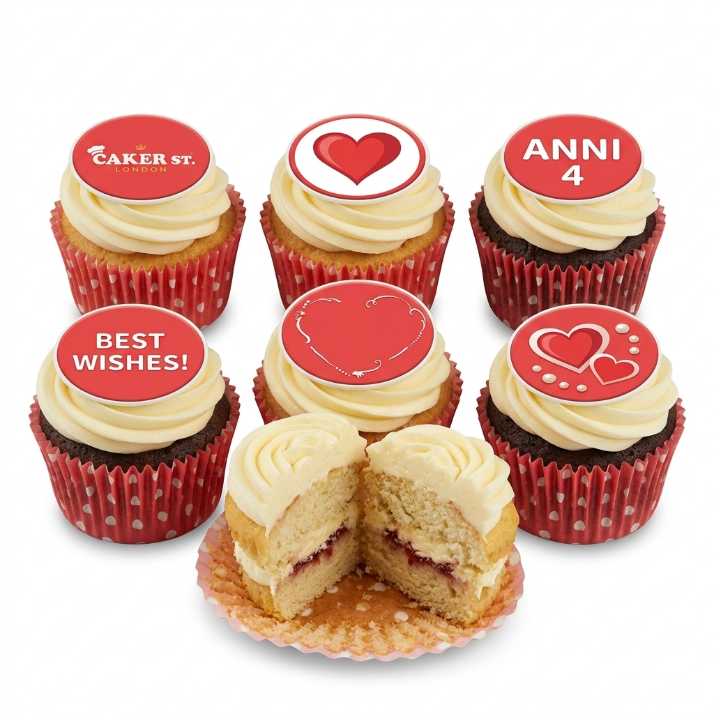 Love Heart Birthday Cupcakes with Custom Age Toppers