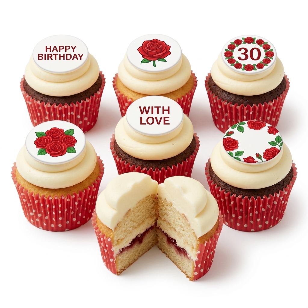 Floral Rose Birthday Cupcakes for Her