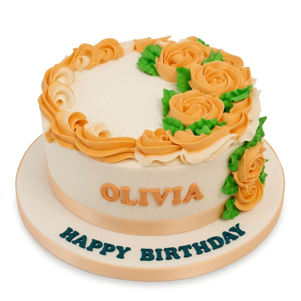 Elegant Floral Roses Birthday Cake for Her