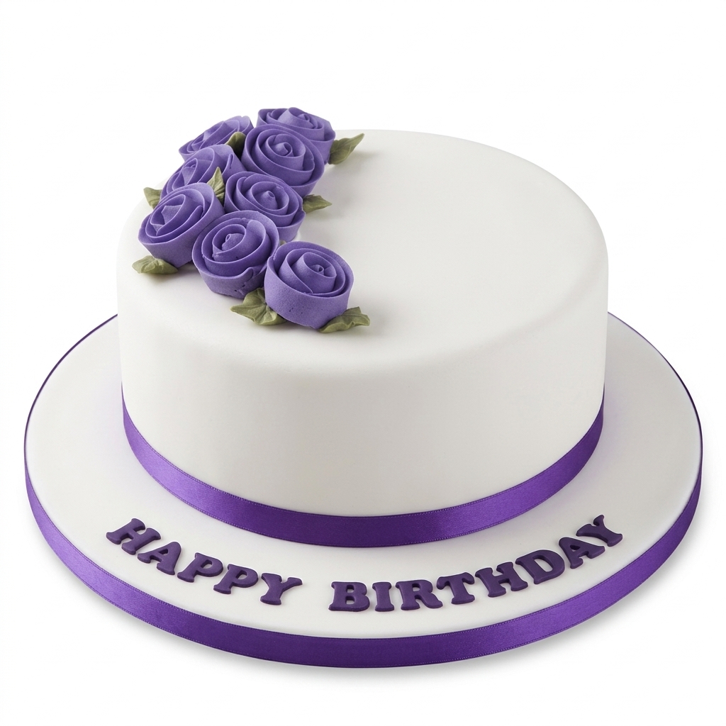Purple Rose Floral Birthday Cake