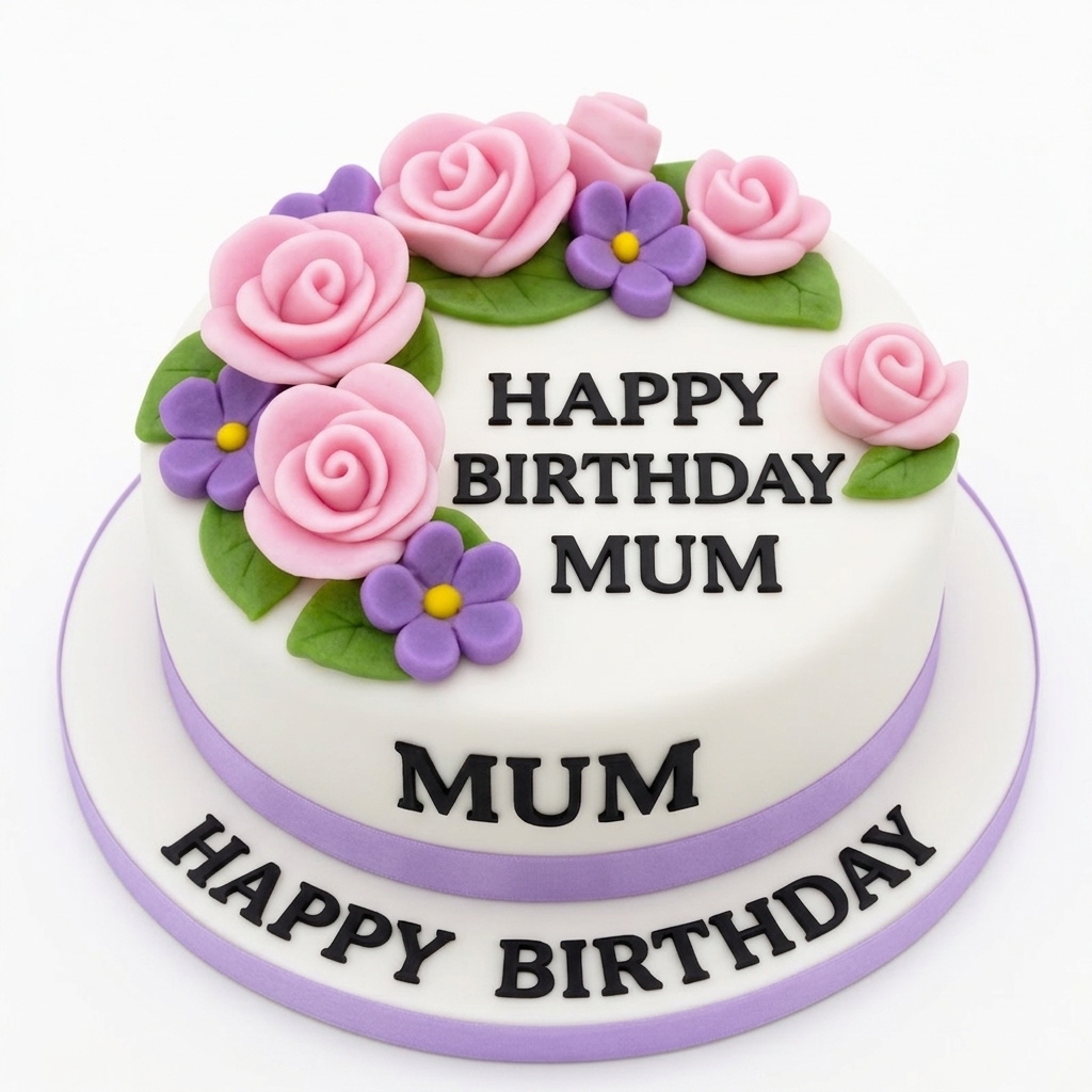 Floral Birthday Cake with Custom Message