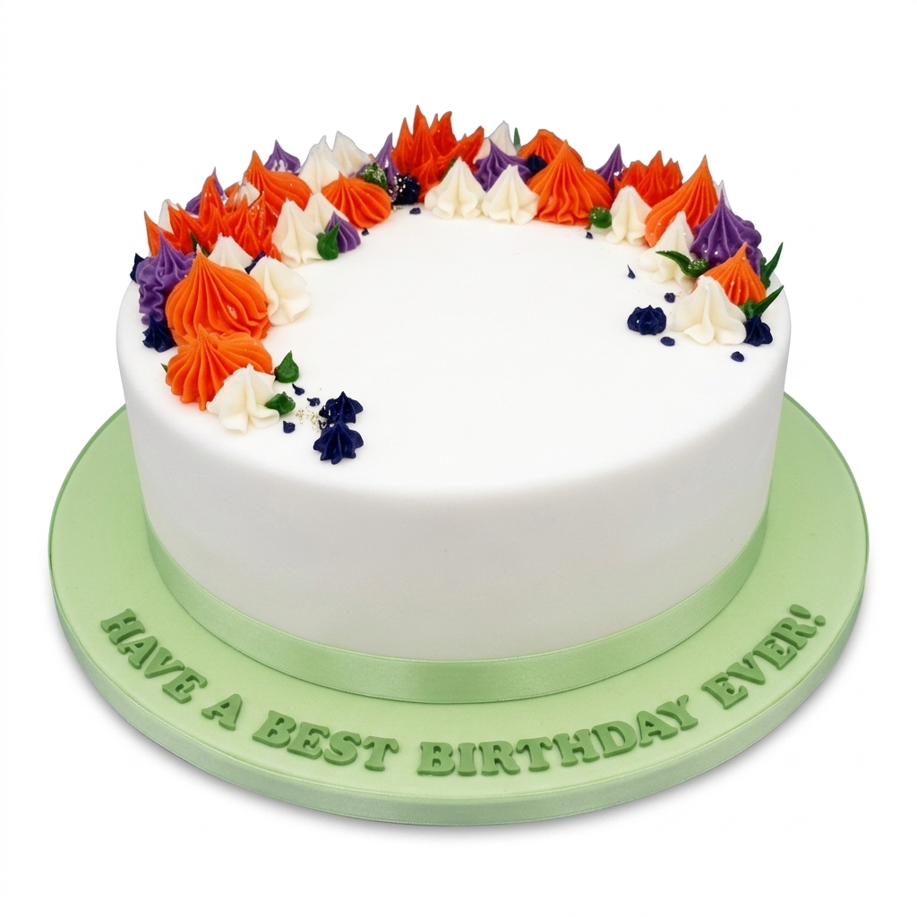 Vibrant Piped Birthday Cake