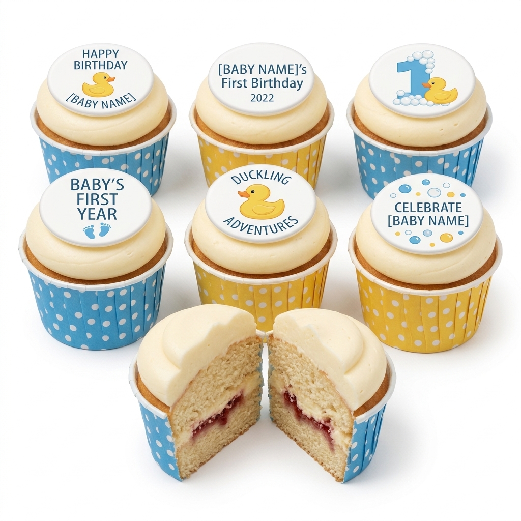 Baby Duckling 1st Birthday Cupcakes