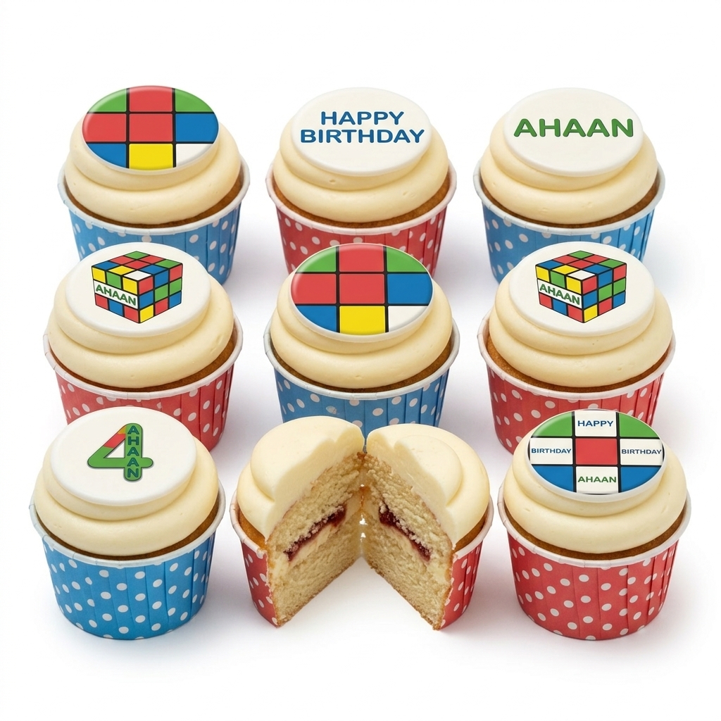 Rubik's Cube Birthday Cupcakes