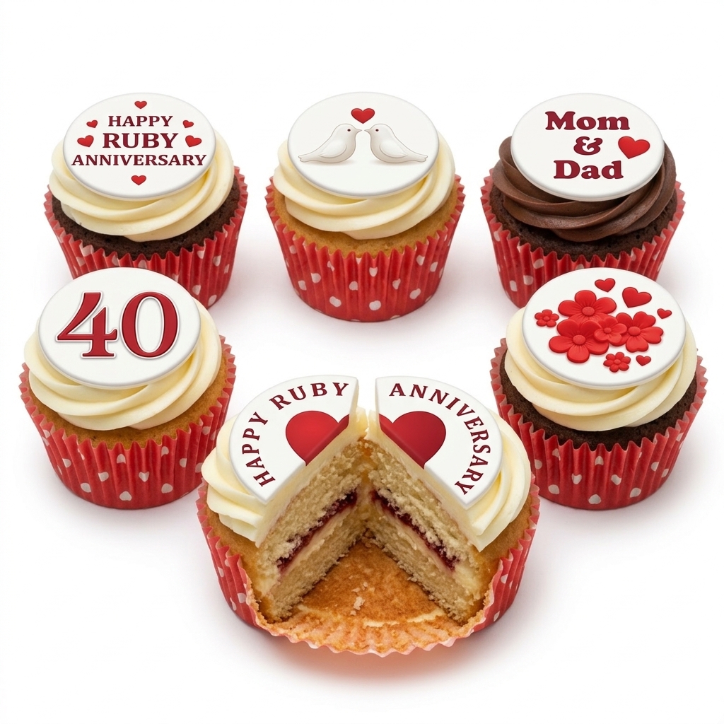 Ruby Anniversary Cupcakes - 40th Celebration